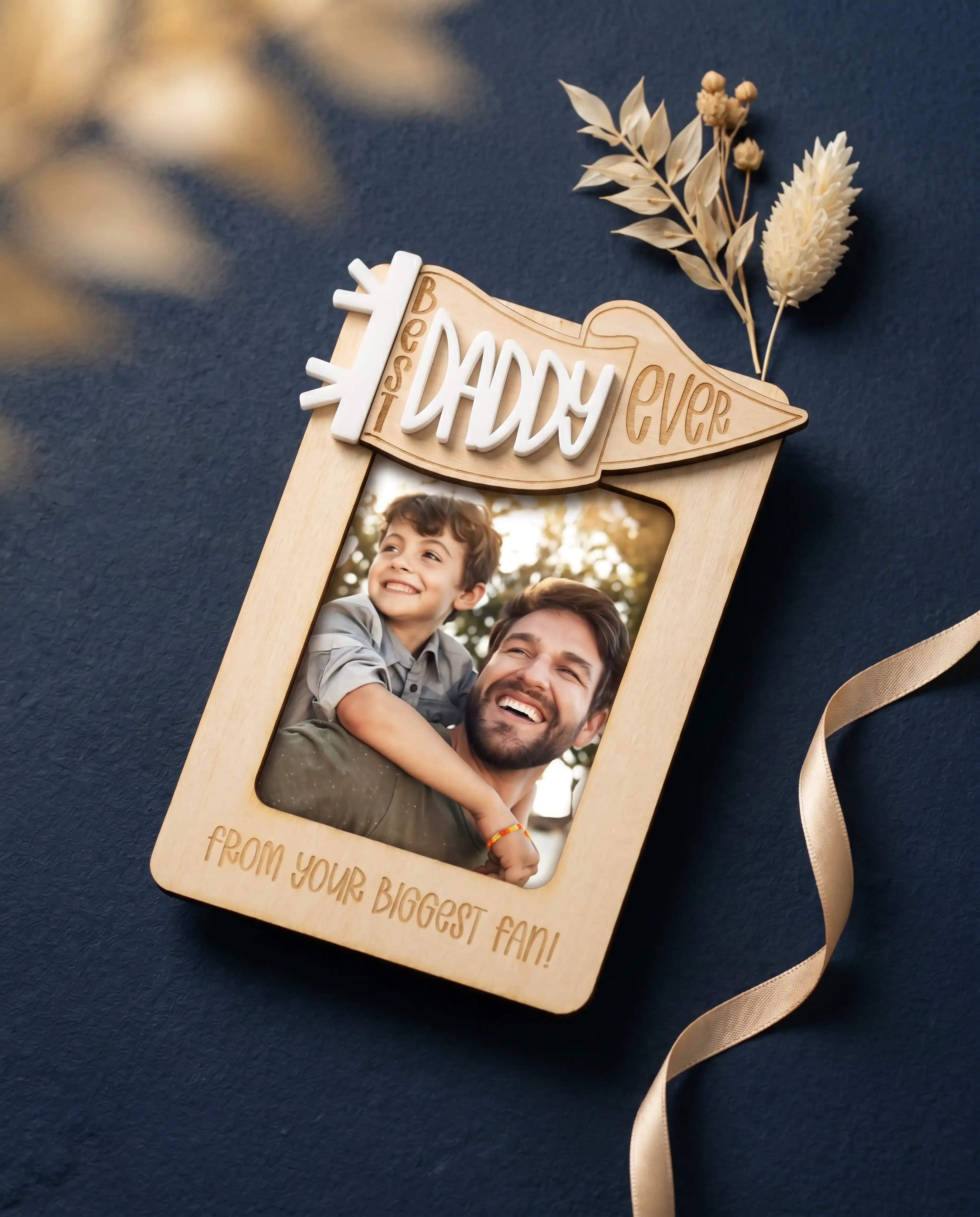 Personalized Best Daddy Ever photo frame Lebanon — laser-engraved wooden frame
